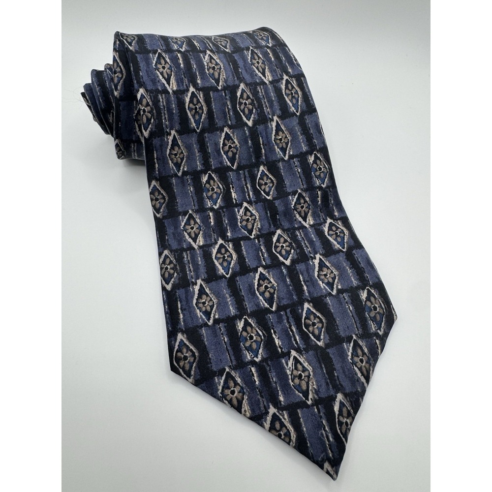 Van Heusen Blue Geometric Silk Tie Men's Classic Necktie Diamond Pattern
